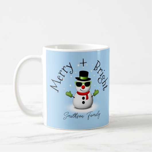 Cool Snowman Merry Bright Christmas Custom Family Koffiemok (Links)