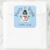 Cool Snowman Merry Bright Christmas Custom Family Vierkante Sticker (Tas)