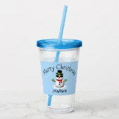 Cool Snowman Merry Christmas Custom Familienaam Acryl Drinkbeker (Achterkant)