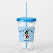 Cool Snowman Merry Christmas Custom Familienaam Acryl Drinkbeker (Voorkant)