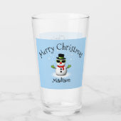 Cool Snowman Merry Christmas Custom Familienaam Glas (Achterkant)