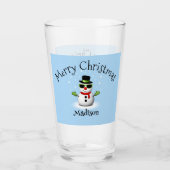 Cool Snowman Merry Christmas Custom Familienaam Glas (Voorkant)