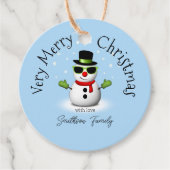 Cool Snowman Merry Christmas Winter Aangepaste naa Bedankjes Labels (Voorkant)