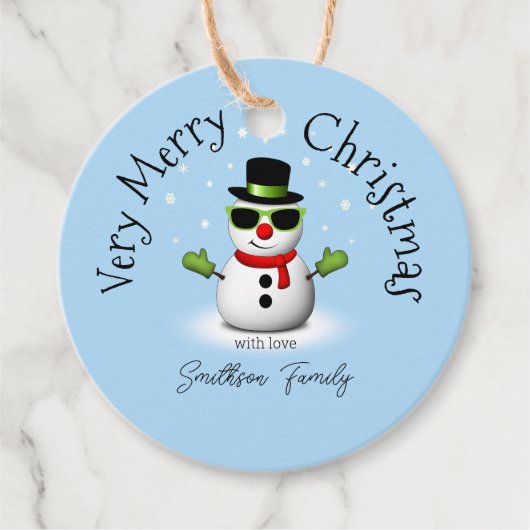 Cool Snowman Merry Christmas Winter Aangepaste naa Bedankjes Labels (Voorkant)