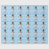 Cool Snowman Merry Christmas Winter Aangepaste naa Cadeaupapier (Vlak)