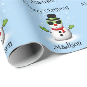 Cool Snowman Merry Christmas Winter Aangepaste naa Cadeaupapier (Rol Hoek)