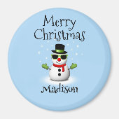 Cool Snowman Merry Christmas Winter Aangepaste naa Magneet (Voorkant)