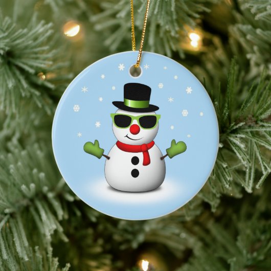 Cool Snowman met Shades en Schattige Smirk Keramisch Ornament (Boom)