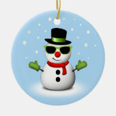 Cool Snowman met Shades en Schattige Smirk Keramisch Ornament (Voorkant)