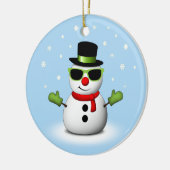 Cool Snowman met Shades en Schattige Smirk Keramisch Ornament (Links)