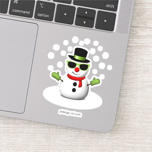 Cool Snowman met Shades en Schattige Smirk Sticker (Detail)