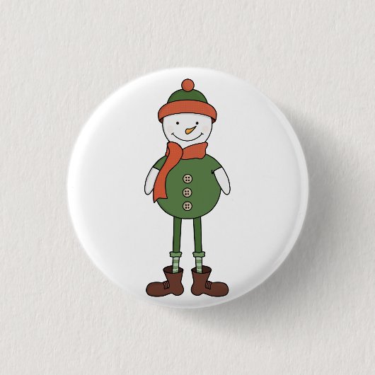 Cool Snowman Ronde Button 3,2 Cm (Voorkant)