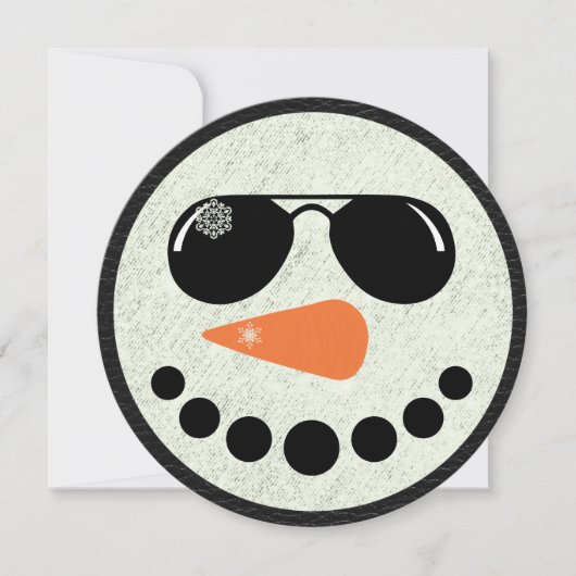 Cool Snowman Round Kerstmis Kaart (Voorkant)