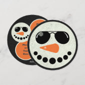 Cool Snowman Round Kerstmis Kaart (Voorkant / Achterkant)