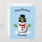 Cool Snowman Schattige Smirk Kerstmis personaliser Feestdagenkaart (Voorkant / Achterkant)