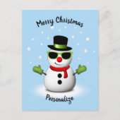 Cool Snowman Schattige Smirk Kerstmis personaliser Feestdagenkaart (Voorkant)