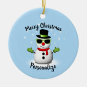 Cool Snowman Schattige Smirk Kerstmis personaliser Keramisch Ornament (Voorkant)