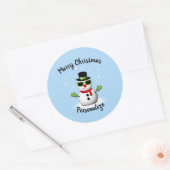 Cool Snowman Schattige Smirk Kerstmis personaliser Ronde Sticker (Envelop)
