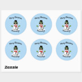 Cool Snowman Schattige Smirk Kerstmis personaliser Ronde Sticker (Vel)