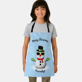 Cool Snowman Schattige Smirk Kerstmis personaliser Schort (Insitu)
