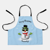 Cool Snowman Schattige Smirk Kerstmis personaliser Schort (Voorkant)