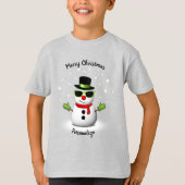 Cool Snowman Schattige Smirk Kerstmis personaliser T-shirt (Voorkant)