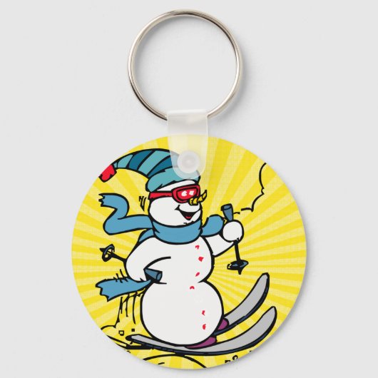 Cool Snowman Skiing | skiliefhebbers | wintersport Sleutelhanger (Voorkant)