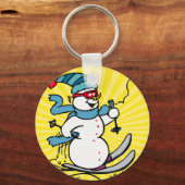 Cool Snowman Skiing | skiliefhebbers | wintersport Sleutelhanger (Voorkant)