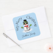 Cool Snowman Vrolijk Kerstfeest Winter Custom Fami Vierkante Sticker (Envelop)