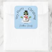 Cool Snowman Vrolijk Kerstfeest Winter Custom Fami Vierkante Sticker (Tas)
