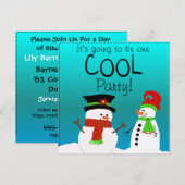 Cool Snowmen Birthday Party Invitation Kaart (Voorkant / Achterkant)