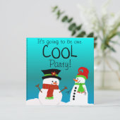 Cool Snowmen Birthday Party Invitation Kaart (Staand voorkant)