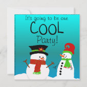 Cool Snowmen Birthday Party Invitation Kaart (Voorkant)