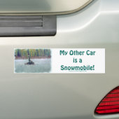 Cool Snowmobier op Ice Lake Winter Sports Theme Bumpersticker (Op auto)