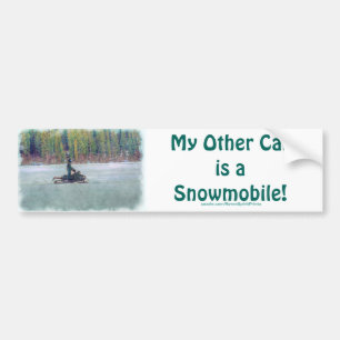 Cool Snowmobier op Ice Lake Winter Sports Theme Bumpersticker