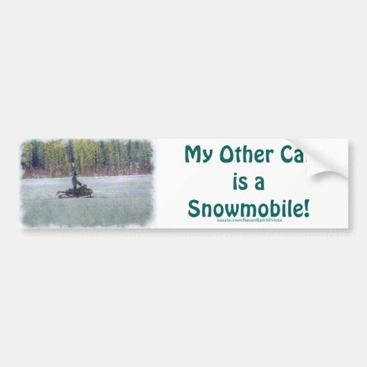 Cool Snowmobier op Ice Lake Winter Sports Theme Bumpersticker (Voorkant)