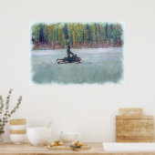 Cool Snowmobier op Ice Lake Winter Sports Theme Poster (Keuken)