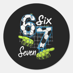 Cool Soccer 67 Drip Hands Zes Zeven Gen Alpha Meme Ronde Sticker