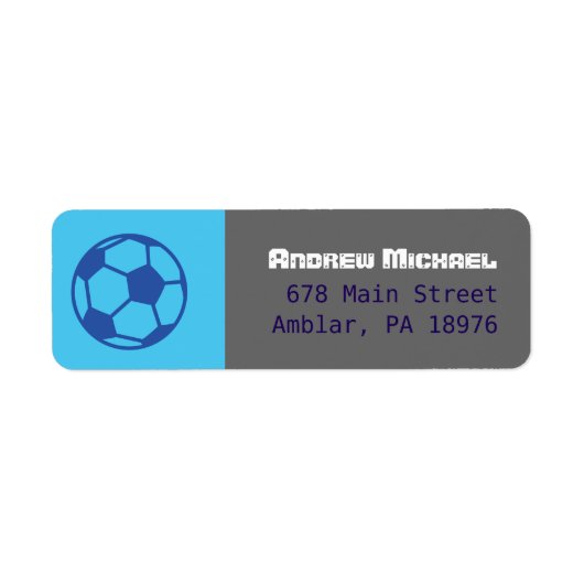 COOL SOCCER Bar Mitzvah retouradres label (Voorkant)