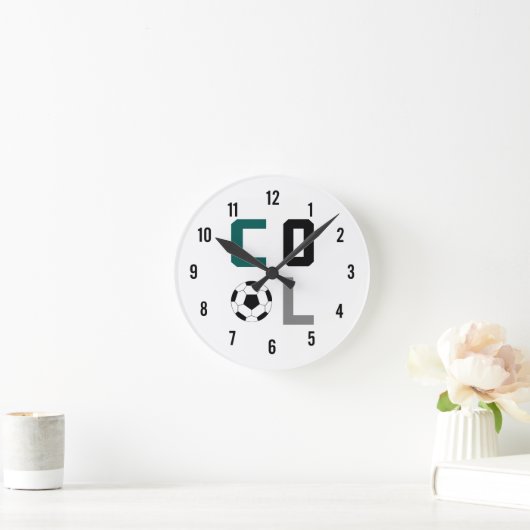 Cool Soccer Clock (groen) Ronde Klok (Huis)