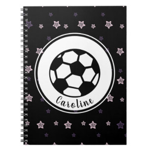 Cool Soccer Girl Pink & Black Sporty Personalized Notitieboek