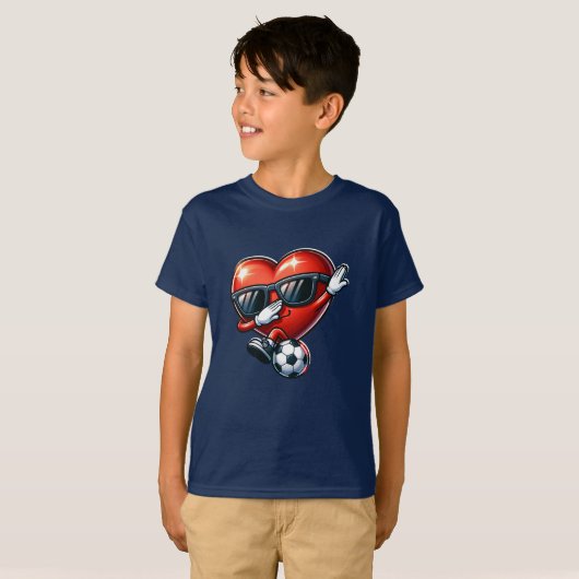 Cool Soccer Hart Mascotte T-shirt (Voorkant volledig)