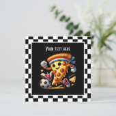 Cool Soccer Pizza Party Kaart (Staand voorkant)