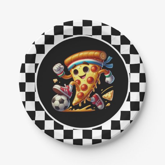 Cool Soccer Pizza Party Papieren Bordje (Voorkant)
