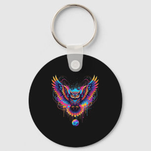 Cool Soccer Uil Kunst Verfspat ontwerp Sleutelhanger