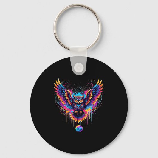 Cool Soccer Uil Kunst Verfspat ontwerp Sleutelhanger (Voorkant)
