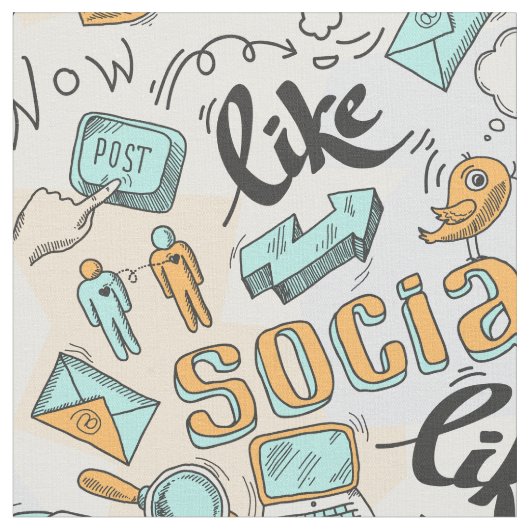 Cool Social Media Pattern-structuur Stof (Close Up)
