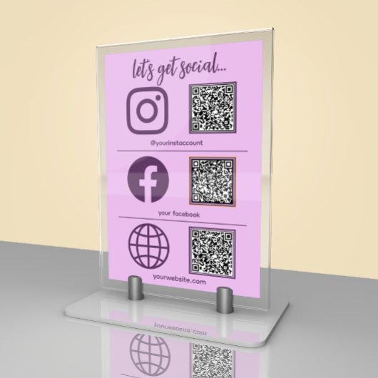 Cool Social Media Sign met QR Code Table Kaart