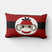 Cool Sock Monkey Beanie Pet Red Black Stripes Kussen (Achterkant)