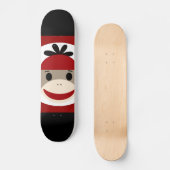 Cool Sock Monkey Beanie Pet Red Black Stripes Persoonlijk Skateboard (Voorkant)